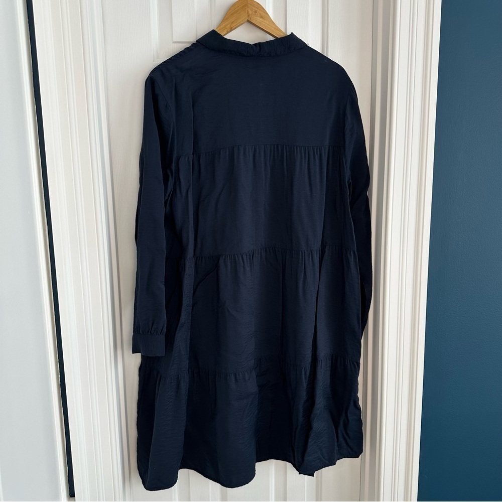J. Jill Women's Long Sleeve Navy Shirt Dress EUC - Picture 2 of 5